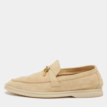 Pre Owned Loro Piana Beige Suede Summer Charms Walk Loafers Size 37