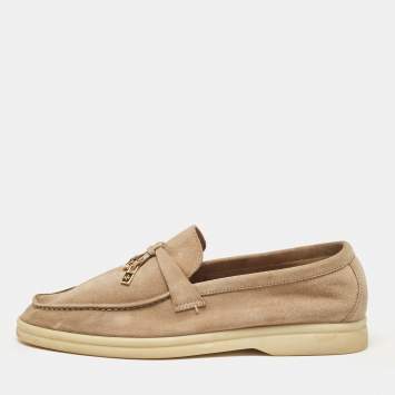 Pre Owned Loro Piana Beige Suede Summer Charms Walk Loafers Size 36.5