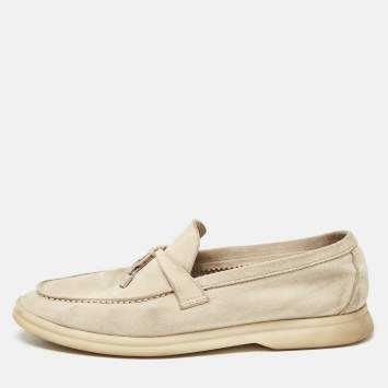 Pre Owned Loro Piana Grey Suede Summer Charms Walk Loafers Size 37