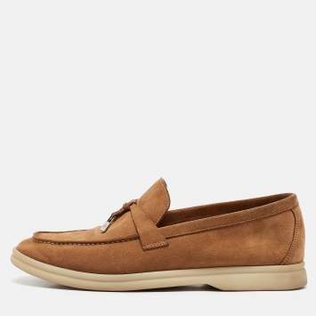 Pre Owned Loro Piana Brown Suede Summer Charms Walk Loafers Size 37