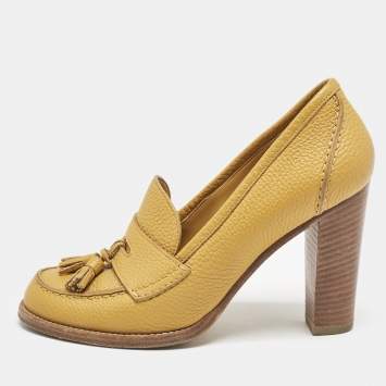 Pre Owned Loro Piana Yellow  Summer Charms Walk Loafer Pumps Size 36