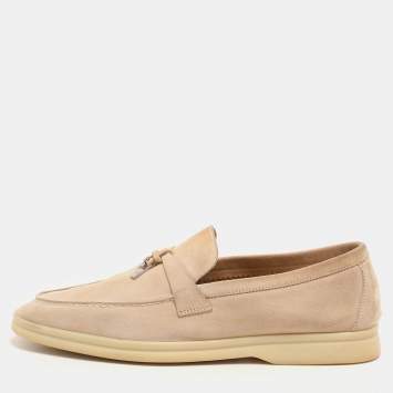 Pre Owned Loro Piana Beige Suede Summer Charms Walk Slip On Loafers Size 40