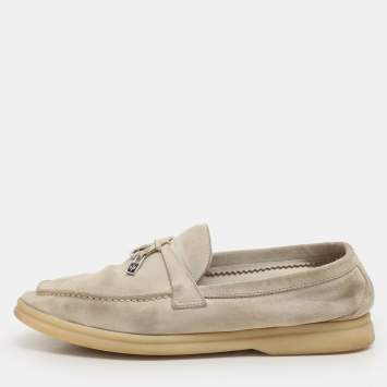 Pre Owned Loro Piana Grey Suede Summer Charms Walk Loafers Size 37