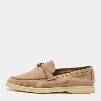 Pre Owned Loro Piana Brown Suede Summer Charms Walk Loafers Size 40.5