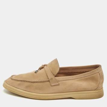 Loro Piana Beige Suede Summer Charms Walk Loafers Size 39.5