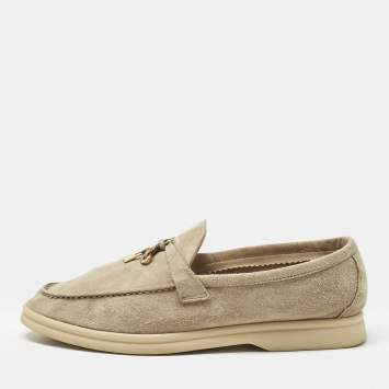 Pre Owned Loro Piana Beige Suede Summer Charms Walk Loafers Size 39