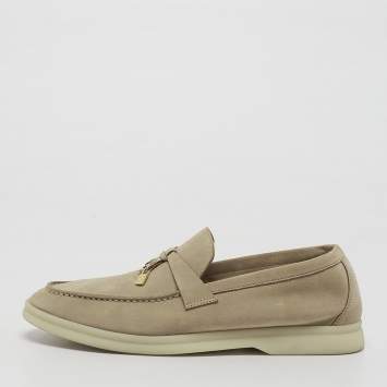 Loro Piana Beige Suede Summer Charms Walk Slip On Loafers Size 37