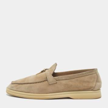 Pre Owned Loro Piana Beige Suede Summer Charms Walk Loafers Size 39