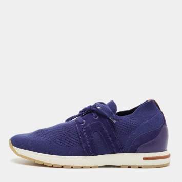 Pre Owned Loro Piana Blue Knit Fabric 360 LP Flexy Walk Sneakers Size 39
