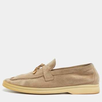 Pre Owned Loro Piana Beige Suede Summer Charms Walk Loafers Size 35