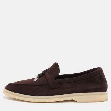 Pre Owned Loro Piana Brown Suede Summer Charms Walk Loafers Size 36