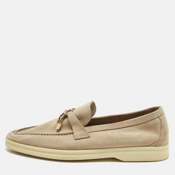 Pre Owned Loro Piana Beige Suede Summer Walk Loafers Size 37.5