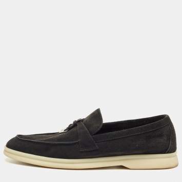 Pre Owned Loro Piana Black Suede Summer Charms Walk Loafers Size 36.5