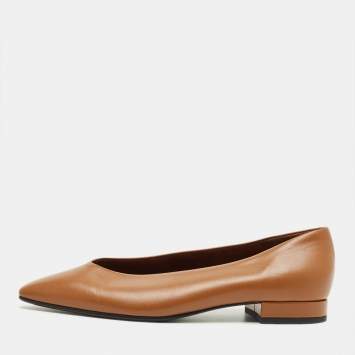 Pre Owned Loro Piana Brown Leather Rebecca Ballet Flats Size 37