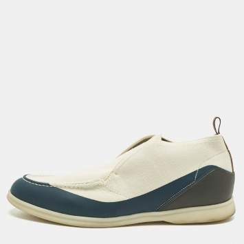 Pre Owned حذاء بوت مفتوح لورور بيانا قماش ثلاثي الألوان وجلد مقاس 42