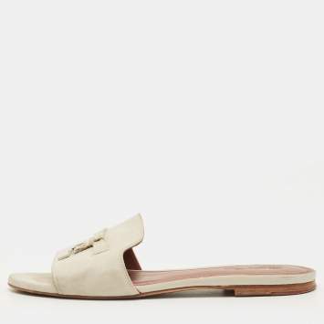 Pre Owned Loro Piana Summer Charms Size 40 Grey Suede Flat Sandals