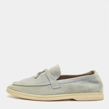 مملوكة مسبقًا حذاء لوفرز لورو بيانا سمر تشارمز ووك سويدي أزرق بحري مقاس 38.5