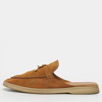 Pre Owned Loro Piana Babouche Charms Walk Size 40 Yellow Suede Mules