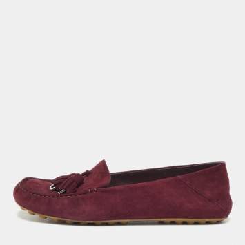 Pre Owned Loro Piana Walk Size 39 Burgundy Suede Loafers