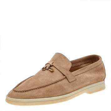 Pre Owned Loro Piana Beige Suede Summer Charms Walk Loafers Size 38