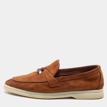 Pre Owned Loro Piana Brown Suede Summer Charms Walk Loafers Size 36