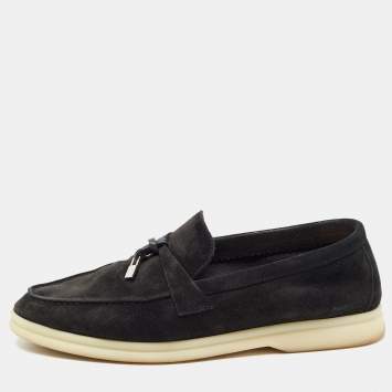 Pre Owned Loro Piana Black Suede Summer Charms Walk Loafers Size 36
