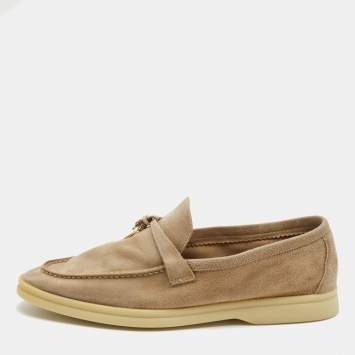 Pre Owned Loro Piana Beige Suede Summer Charms Walk Loafers Size 42