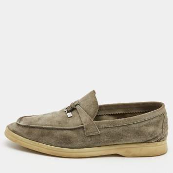 Pre Owned Loro Piana Grey Suede Summer Charms Walk  Loafers  Size 39.5
