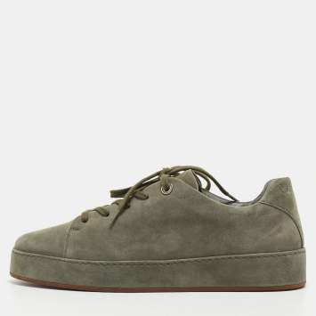 Pre Owned Loro Piana Green Suede Nuages Sneakers Size 40
