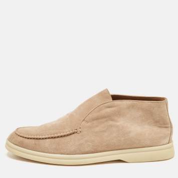 مملوكة مسبقًا Loro Piana Beige Suede Open Walk Ankle Boots Size 36.5