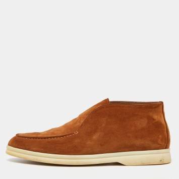مملوكة مسبقًا Loro Piana Brown Suede Open Walk Ankle Boots Size 37