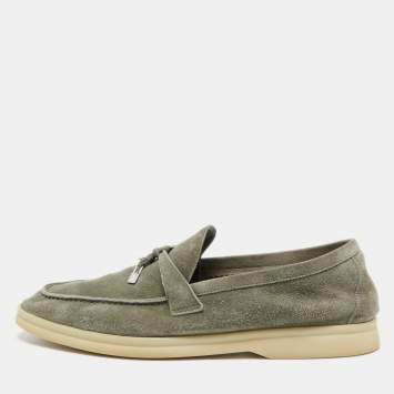 Pre Owned Loro Piana Green Suede Summer Charms Walk Loafers Size 41
