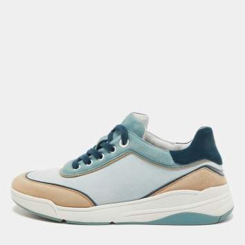 Pre Owned Loro Piana Tricolor Suede Play Sneakers Size 36.5