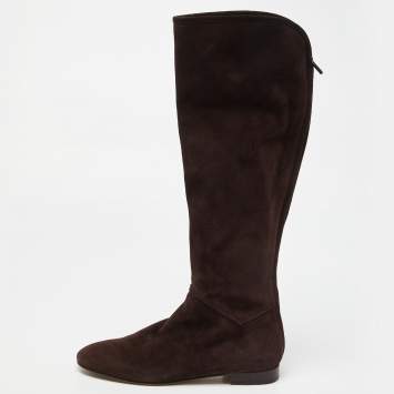 Pre Owned Loro Piana Brown Suede Knee Length Boots Size 39
