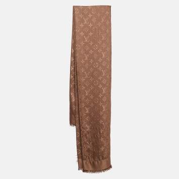 Pre Owned Louis Vuitton Brown Monogram Silk Blend Classic Shawl 