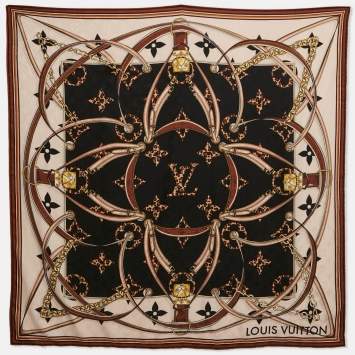 Pre Owned Louis Vuitton Brown Silk Blend Chal Wild at Heart My Everything Scarf 