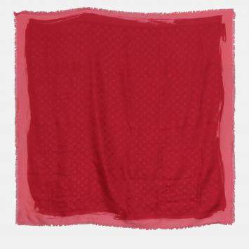 Louis Vuitton Red Silk Wool Monogram Scarf