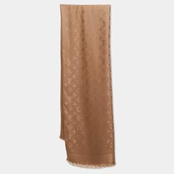 Louis Vuitton Cappuccino Silk & Wool Monogram Shawl 