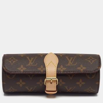 Pre Owned Louis Vuitton 3 Watch Case Monogram Canvas