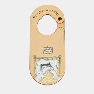 Pre Owned Louis Vuitton x Grace Coddington Sleeping Cat Door Sign Bag Charm Multicolor Leather