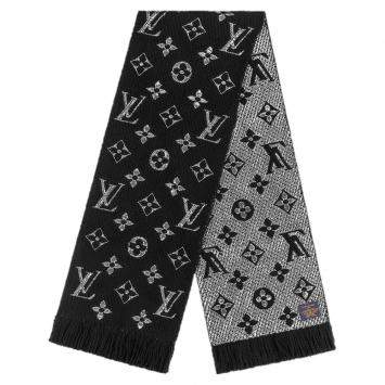 Pre Owned Louis Vuitton Black Logomania Shine Scarf