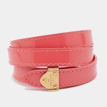 Pre Owned Louis Vuitton Vernis Leather Gold Tone Wrap Bracelet