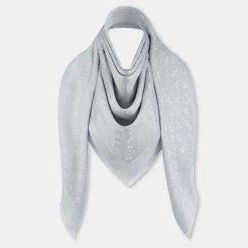 Pre Owned Louis Vuitton Grey Classique Monogram Shawl