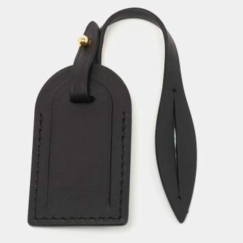 Pre Owned Leather Black Leather Luggage Name Tag