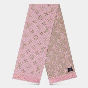Pre Owned Louis Vuitton Rose Ballerine Logomania Shine Scarf