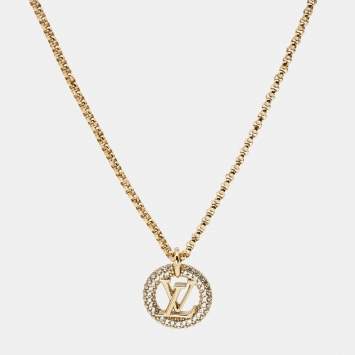 Pre Owned Louis Vuitton Louise By Night Crystals Gold Tone Necklace