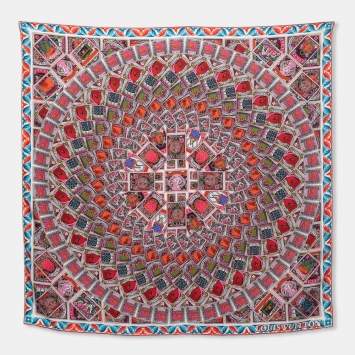Pre Owned Louis Vuitton Red Lettre à Louis Print Square Silk Scarf
