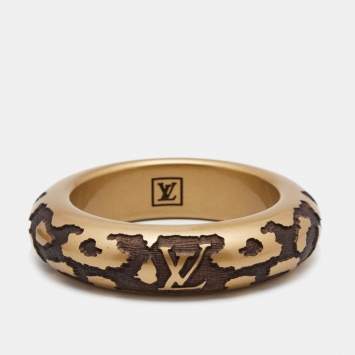 Pre Owned Louis Vuitton Lacquer Wood Leopard Monogram Bangle