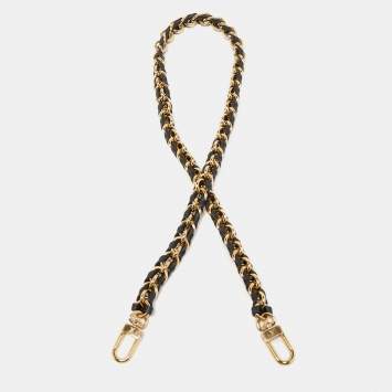 Pre Owned Louis Vuitton Black Braided Leather Chain Shoulder Bag Strap