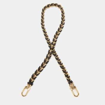Pre Owned Louis Vuitton Black Braided Leather Chain Shoulder Bag Strap